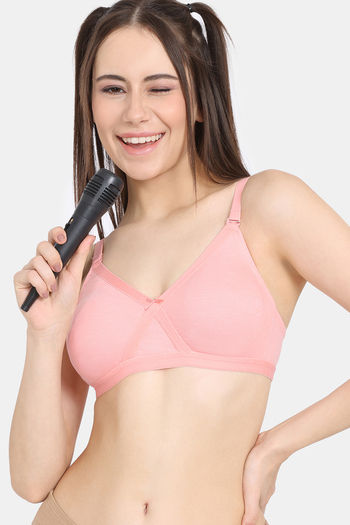 Buy Rosaline Everyday Double Layered Non Wired 3/4th Coverage T-Shirt Bra - Candlelight Peach